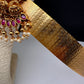 Goddess Lakshmi Motif Floral Self Design Waist Belt Vaddanam