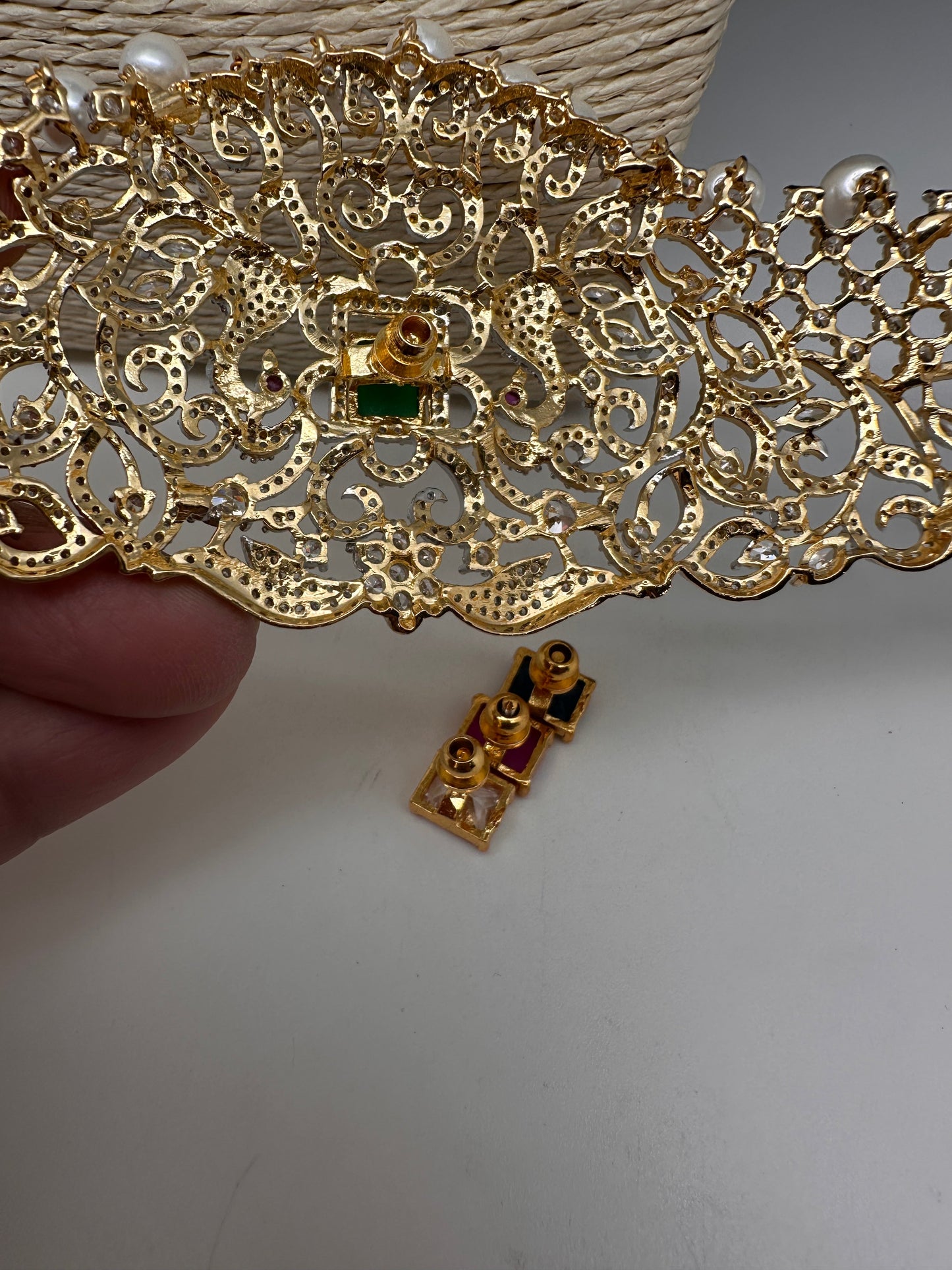 Peacock Diamond Finish Stone Kids Hip Belt Vaddanam with Changeable Stones