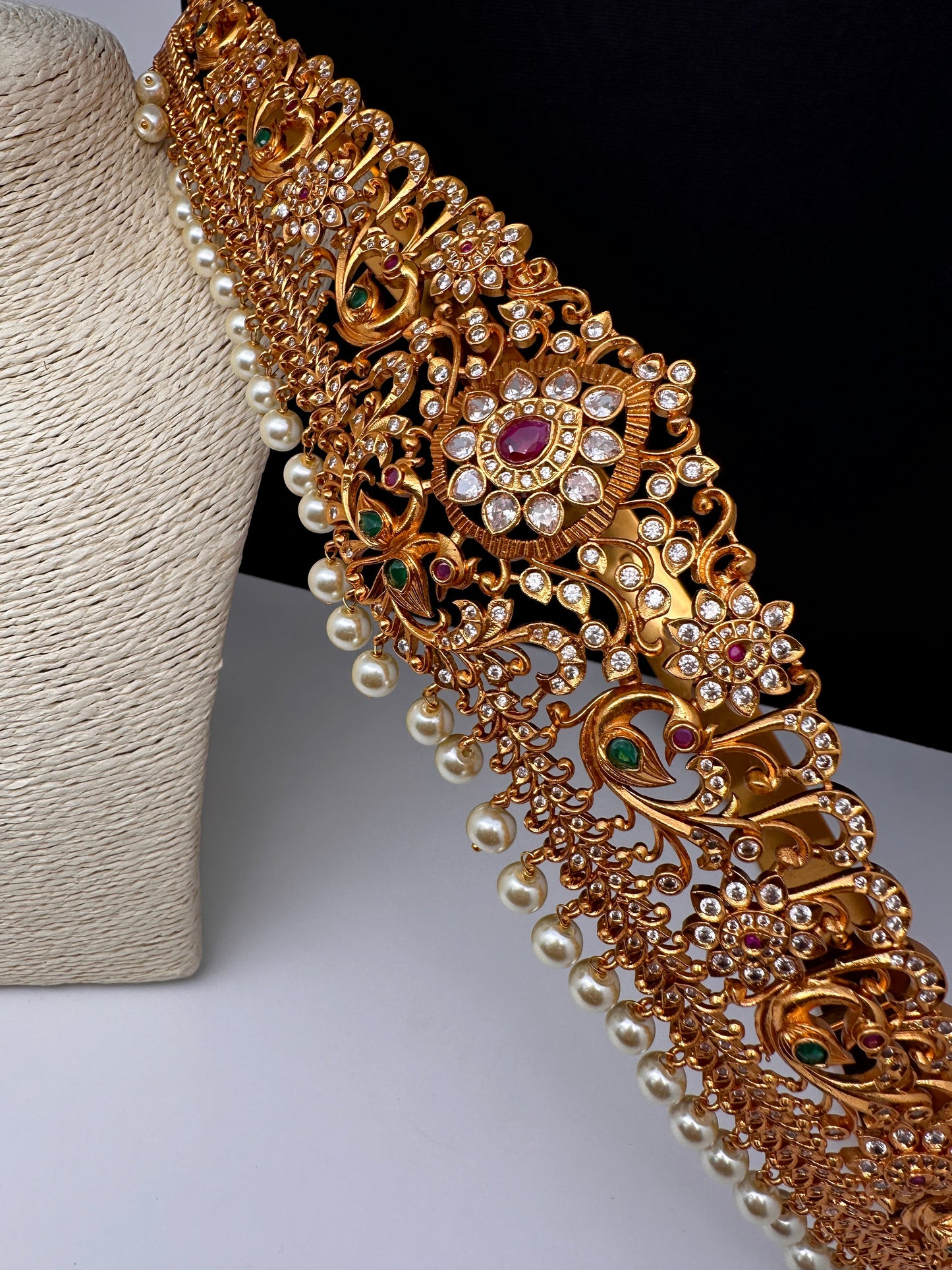 Matte CZ Multi Stone Hip Belt Odiyyanam