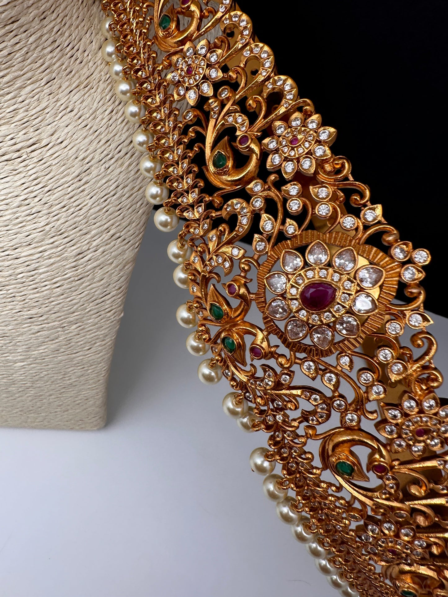 Matte CZ Multi Stone Hip Belt Odiyyanam