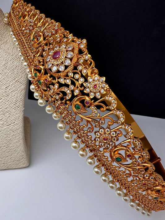 Matte CZ Multi Stone Hip Belt Odiyyanam