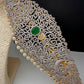 AD Diamond Finish Emerald Green Stone Hip Belt Kamarbandh