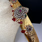 Self Design AD Peacock Motifs Kamarband WaistBelt - Red