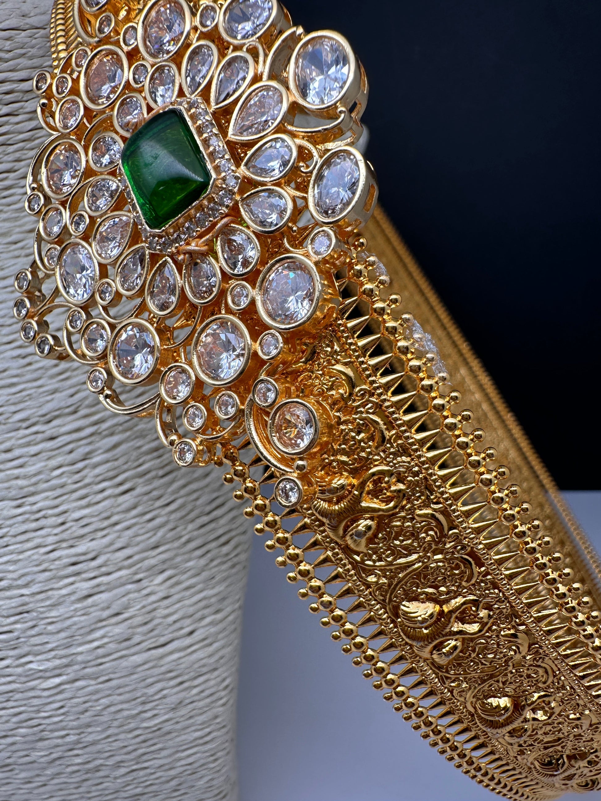 Self Design AD Color Stone Kamarband WaistBelt - Green