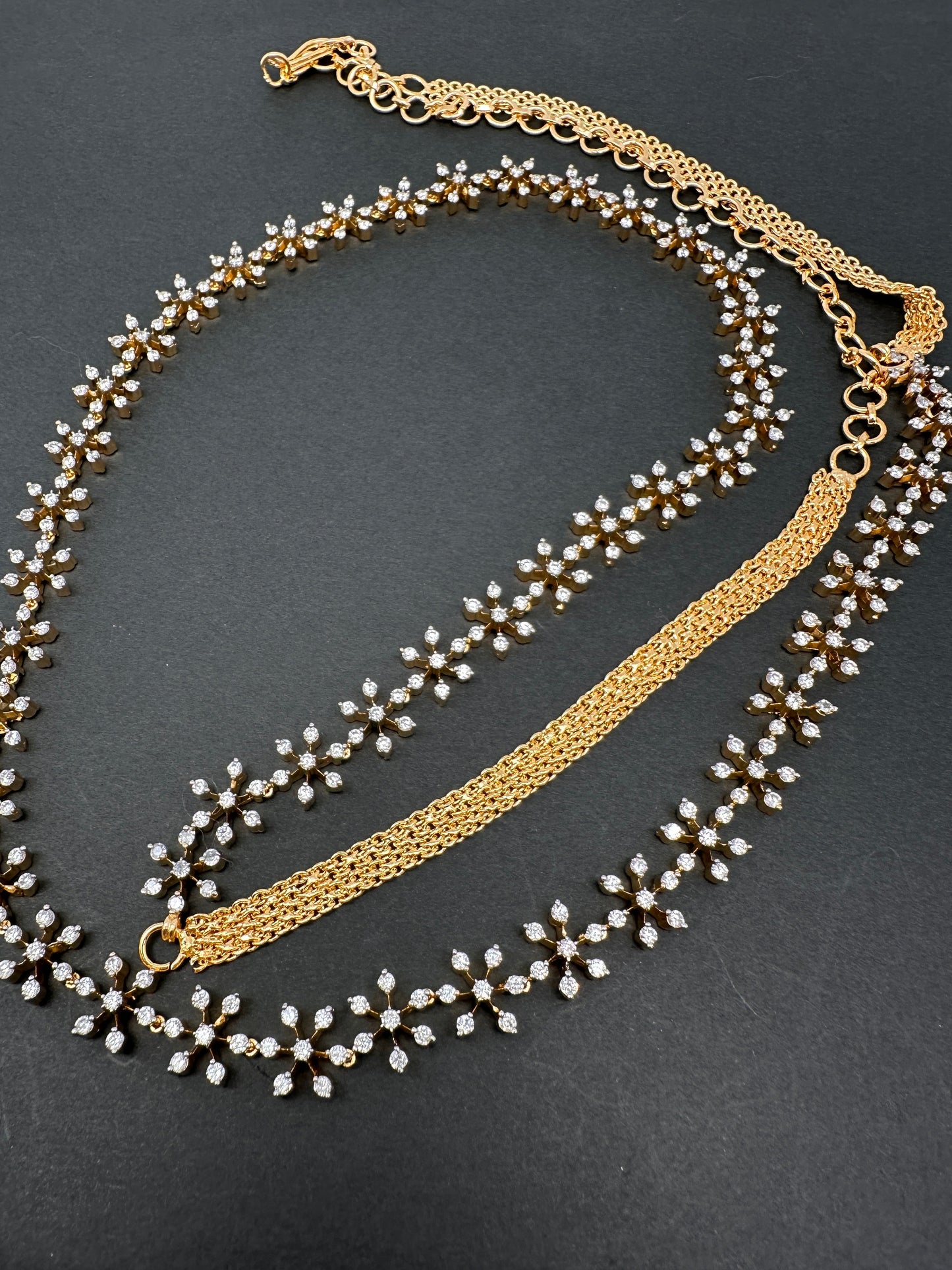 CZ Clear Stone Hip Chain Kamarbandh