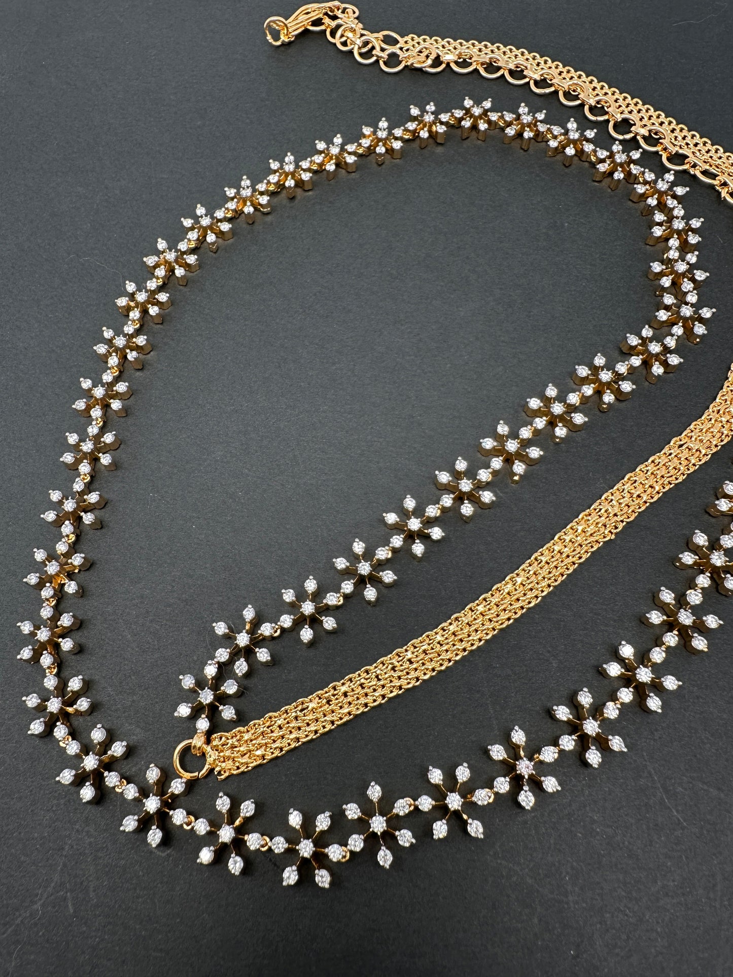 CZ Clear Stone Hip Chain Kamarbandh