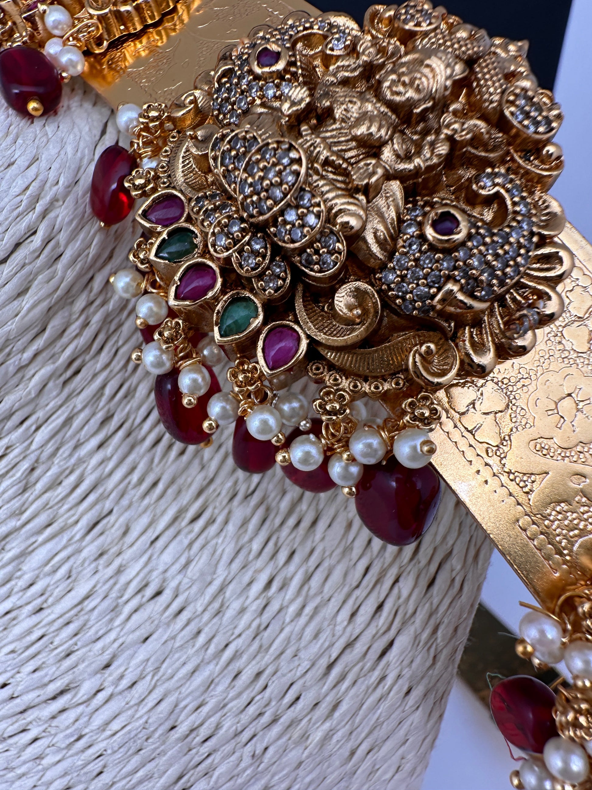 Self Design AD Goddess Laksmi Kamarband WaistBelt - Red
