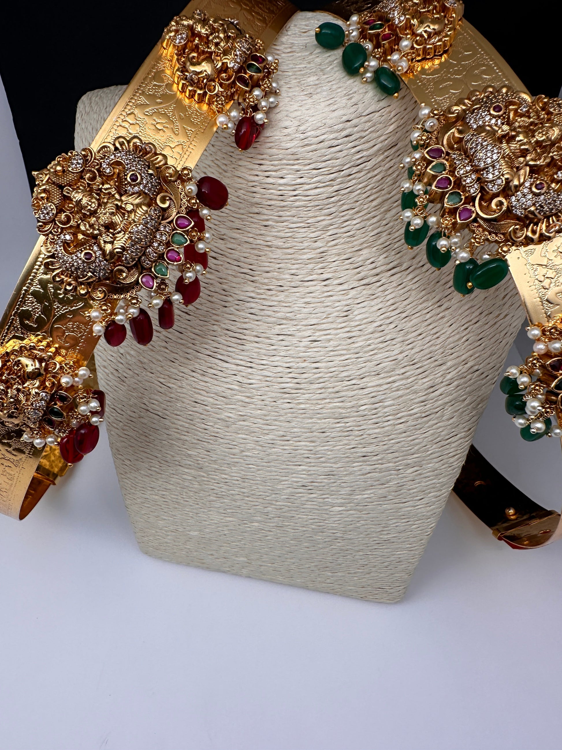 Self Design AD Goddess Laksmi Kamarband WaistBelt - Red