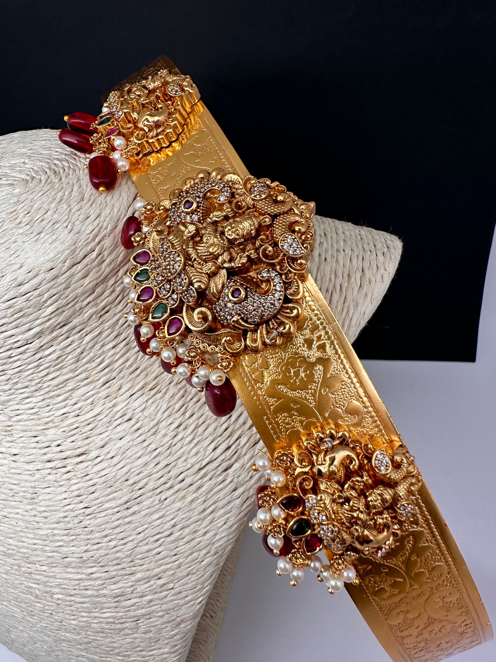 Self Design AD Goddess Laksmi Kamarband WaistBelt - Red