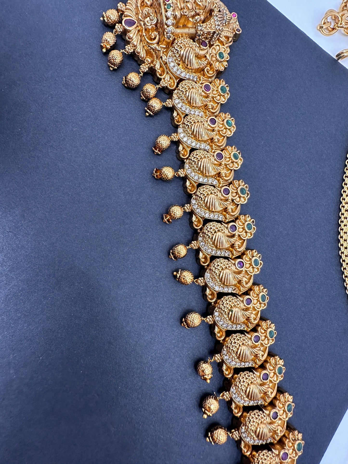 Goddess Lakshmi Peacock Nakshi Antique Matte Finish Hip Belt Kamarbandh