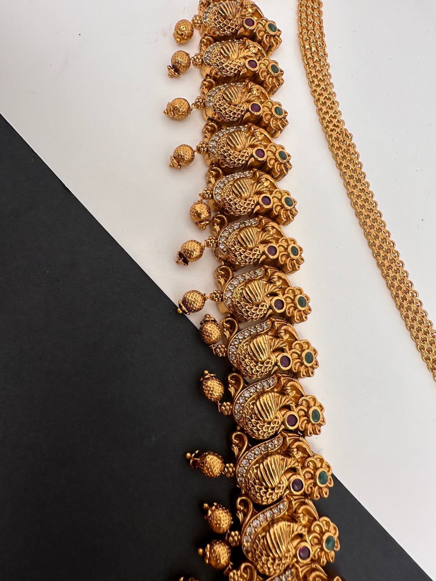 Goddess Lakshmi Peacock Nakshi Antique Matte Finish Hip Belt Kamarbandh