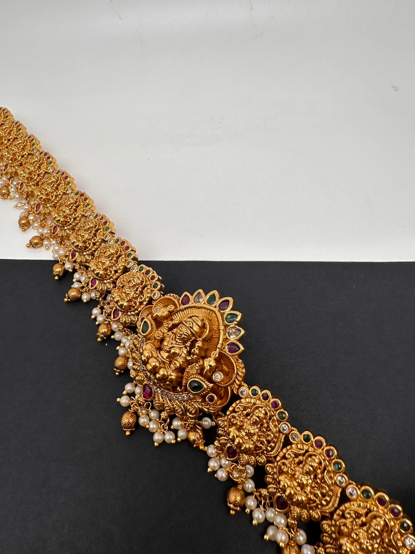 Goddess Lakshmi Nakshi Antique Matte Finish Hip Belt Kamarbandh