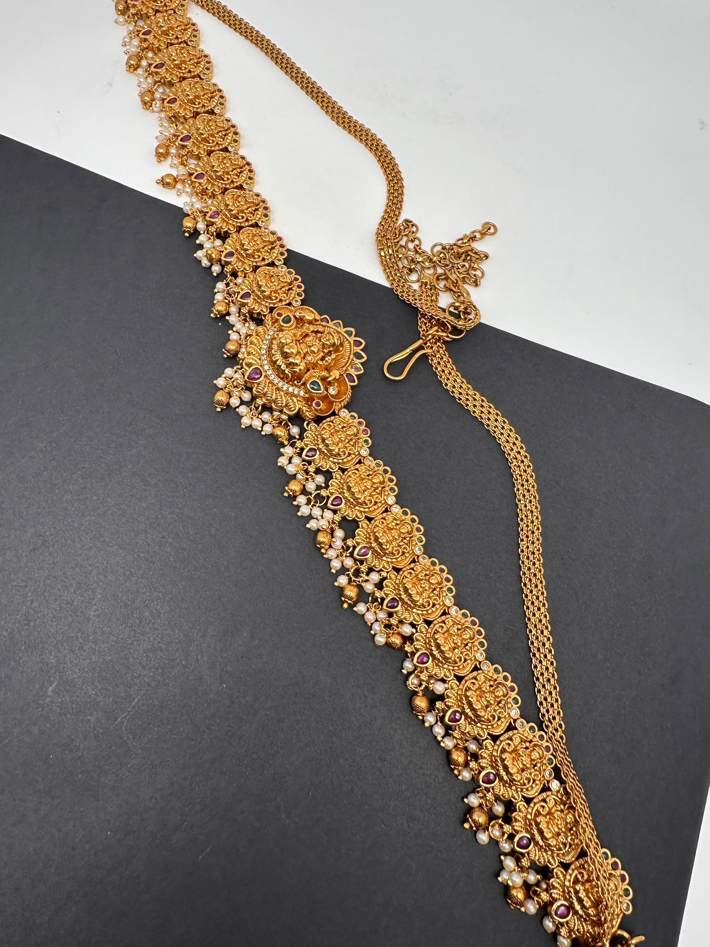 Goddess Lakshmi Nakshi Antique Matte Finish Hip Belt Kamarbandh
