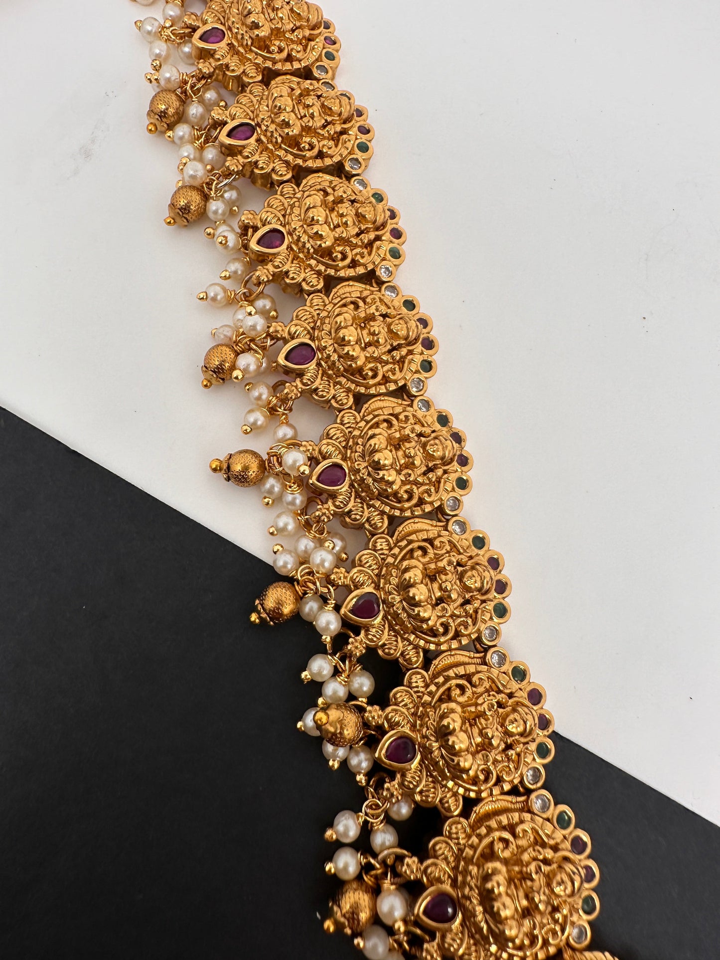 Goddess Lakshmi Nakshi Antique Matte Finish Hip Belt Kamarbandh