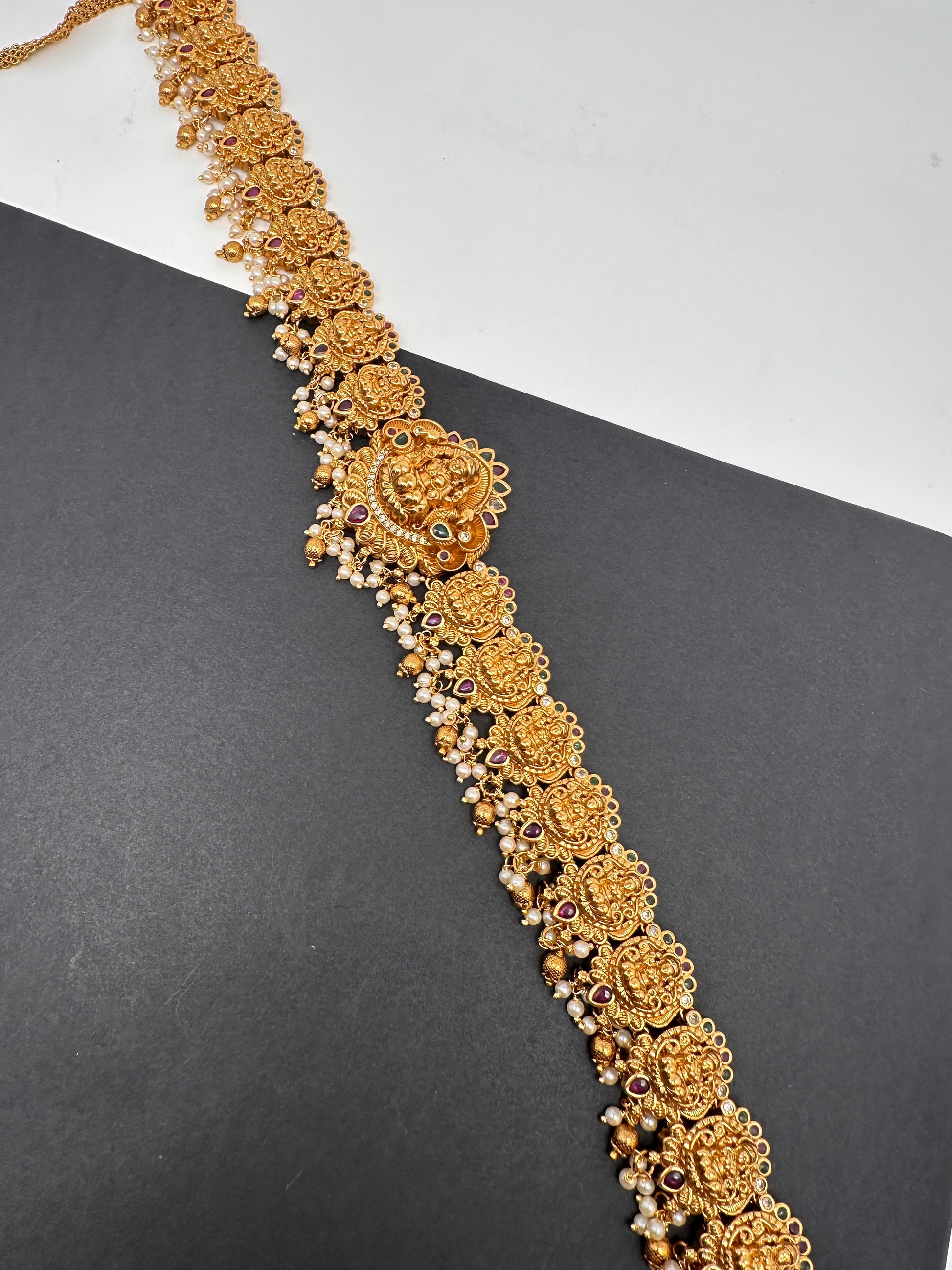 Goddess Lakshmi Nakshi Antique Matte Finish Hip Belt Kamarbandh