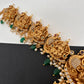 Goddess Lakshmi Nakshi Antique Matte Finish Hip Belt Kamarbandh with Green beads