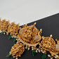 Goddess Lakshmi Nakshi Antique Matte Finish Hip Belt Kamarbandh with Green beads