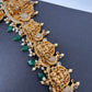Goddess Lakshmi Nakshi Antique Matte Finish Hip Belt Kamarbandh with Green beads