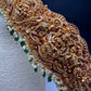Goddess Lakshmi Nakshi Antique Matte Finish Hip Belt Kamarbandh with Green beads