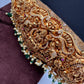 Goddess Lakshmi Nakshi Antique Matte Finish Hip Belt Kamarbandh with Green beads