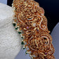 Goddess Lakshmi Nakshi Antique Matte Finish Hip Belt Kamarbandh with Green beads