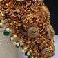Goddess Lakshmi Nakshi Antique Matte Finish Hip Belt Kamarbandh with Green beads