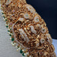 Goddess Lakshmi Nakshi Antique Matte Finish Hip Belt Kamarbandh with Green beads