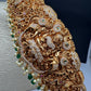 Goddess Lakshmi Nakshi Antique Matte Finish Hip Belt Kamarbandh with Green beads