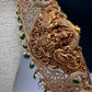 Goddess Lakshmi Nakshi Antique Matte Finish Hip Belt Kamarbandh with Green beads