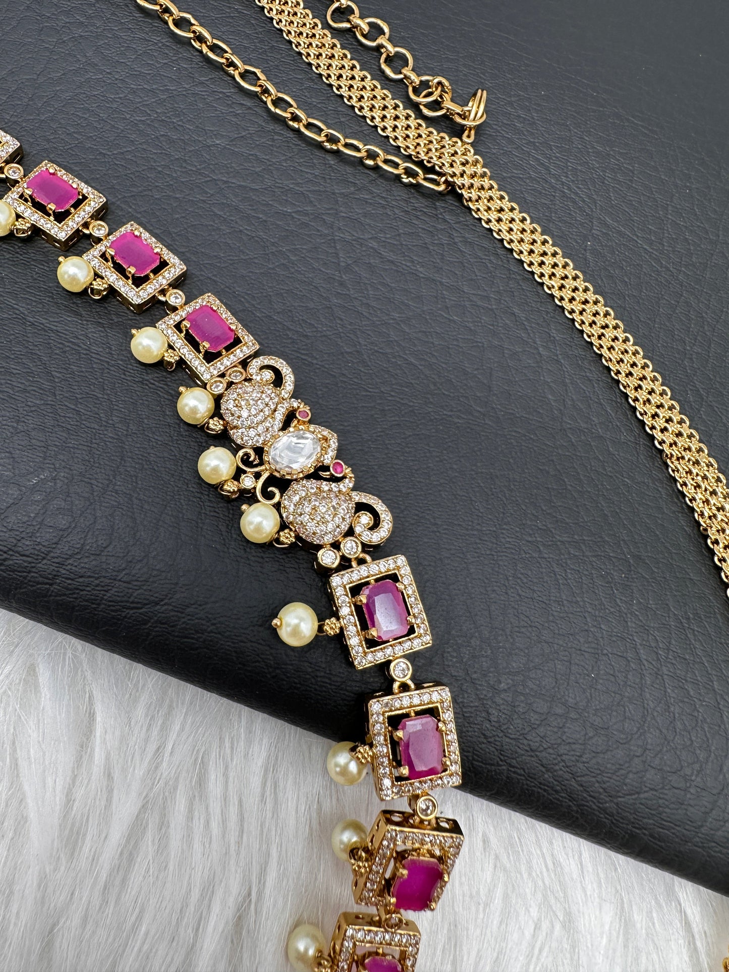 Matte Finish Ruby Pink Hip Belt Kamarbandh