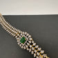 AD Diamond Finish Emerald Green Stone Hip Belt Kamarbandh