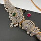 AD Diamond Changeable Color Stone Pearls Peacock Design Hip Chain Kamarbandh