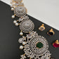 AD Diamond Changeable Color Stone Pearls Peacock Design Hip Chain Kamarbandh