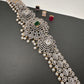 AD Diamond Changeable Color Stone Pearls Peacock Design Hip Chain Kamarbandh