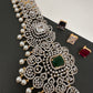 AD Diamond Changeable Color Stone Pearls Peacock Design Hip Chain Kamarbandh
