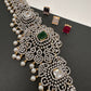 AD Diamond Changeable Color Stone Pearls Peacock Design Hip Chain Kamarbandh