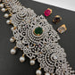 AD Diamond Changeable Color Stone Pearls Hip Chain Kamarbandh