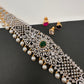 AD Diamond Changeable Color Stone Pearls Hip Chain Kamarbandh