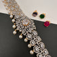 AD Diamond Changeable Color Stone Pearls Hip Chain Kamarbandh