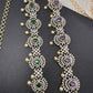 AD Color Stone Hip Chain Belt - Green