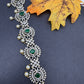 AD Color Stone Hip Chain Belt - Green
