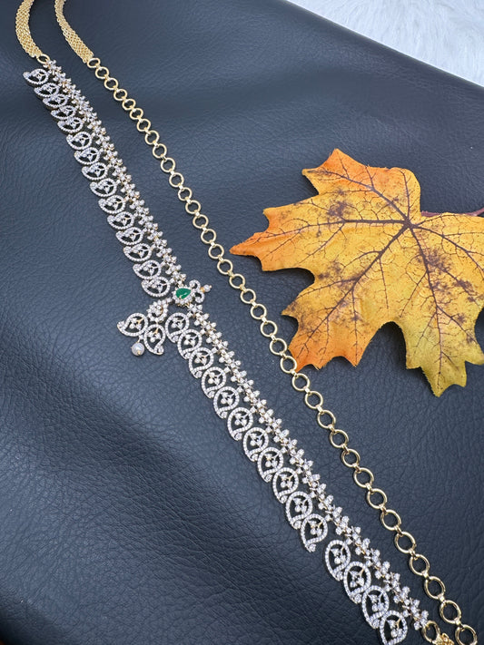 AD Color Stone Hip Chain Belt - Red