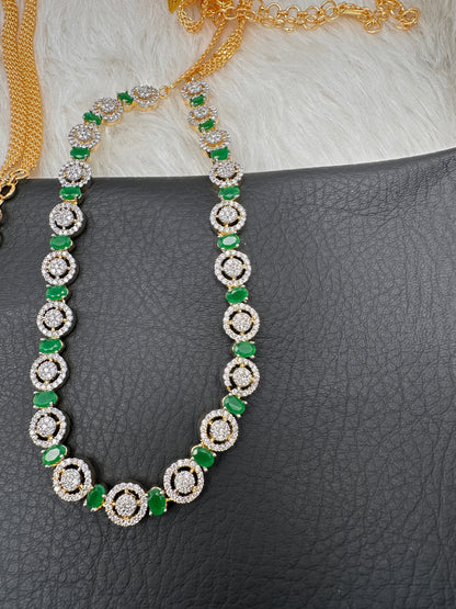 Sleek CZ Color Stone Hip Chain Belt - Green