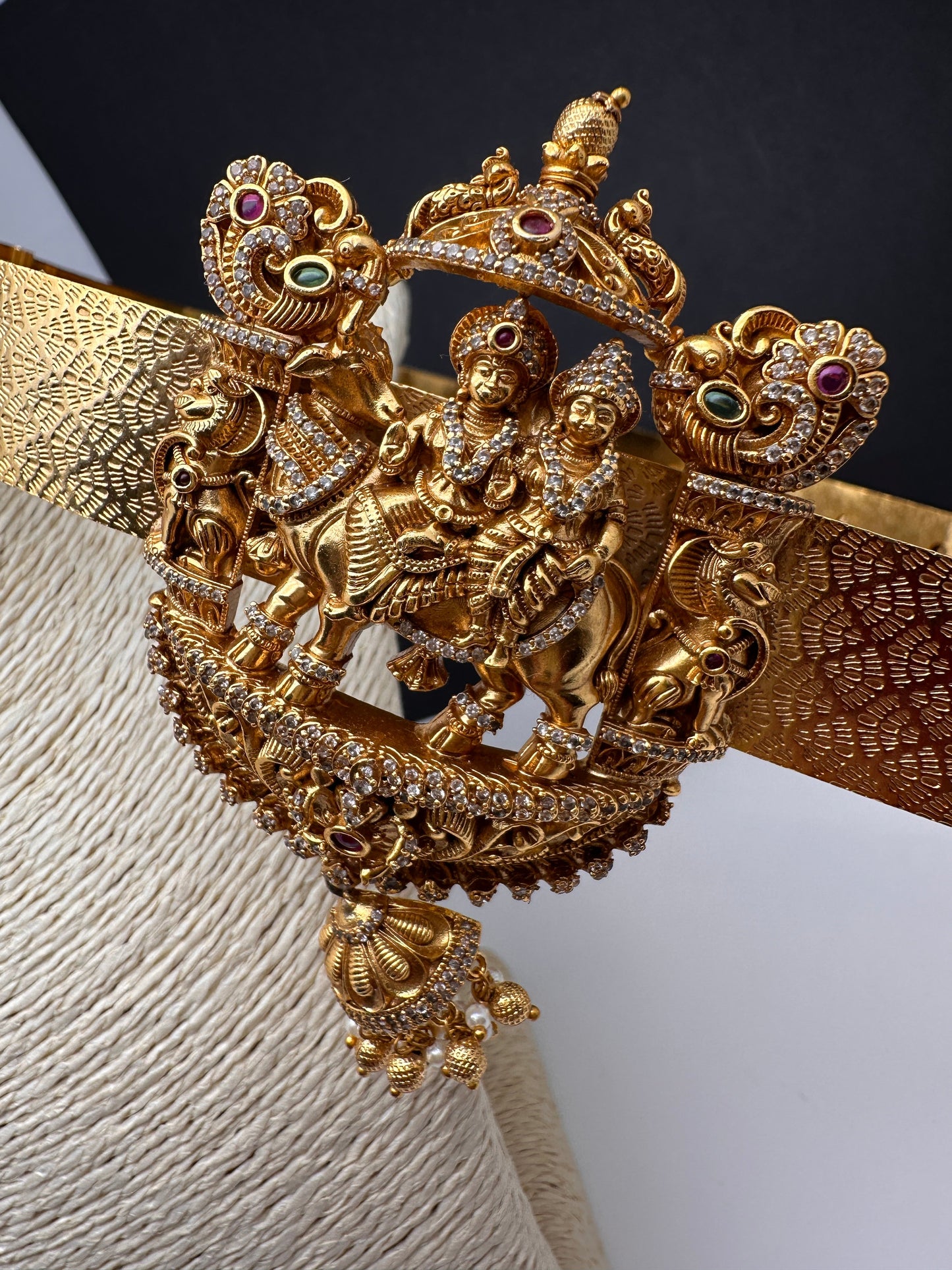 Matte Antique Lord Siva Parvathi Hip Belt Vaddanam