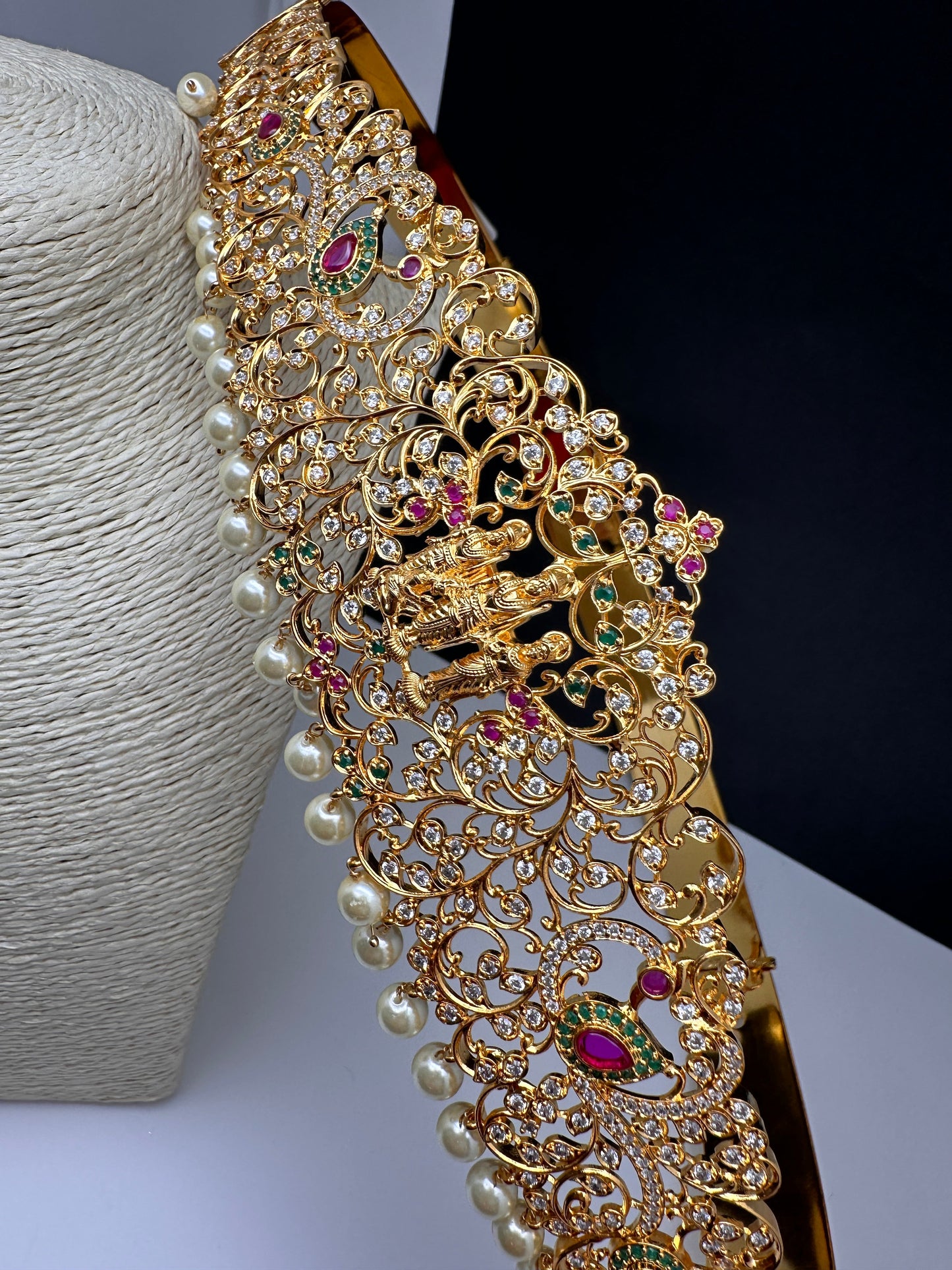Ram Parivar Gold Finish CZ Hip Belt Vaddanam