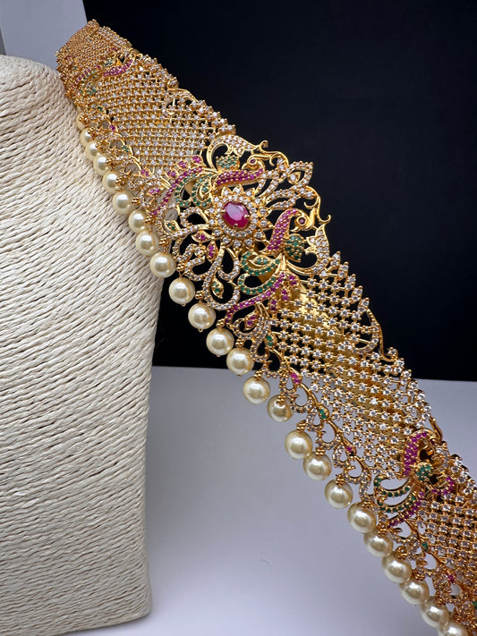 CZ Multi Color Finish Hip Belt Vaddanam