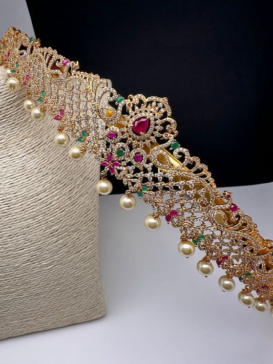 CZ Multi Color Finish Hip Belt Vaddanam
