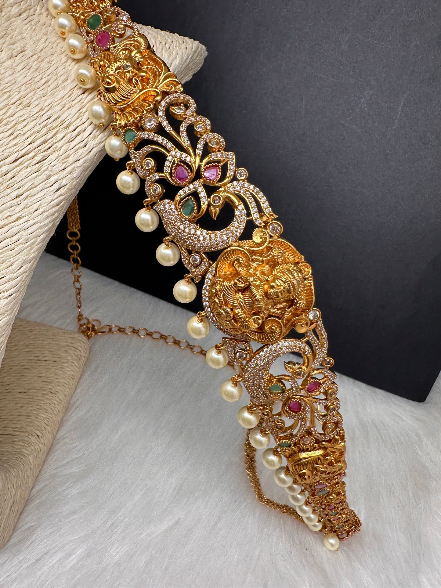 Kids Kamarband Hip Chain  Goddess Lakshmi AD Matte Finish