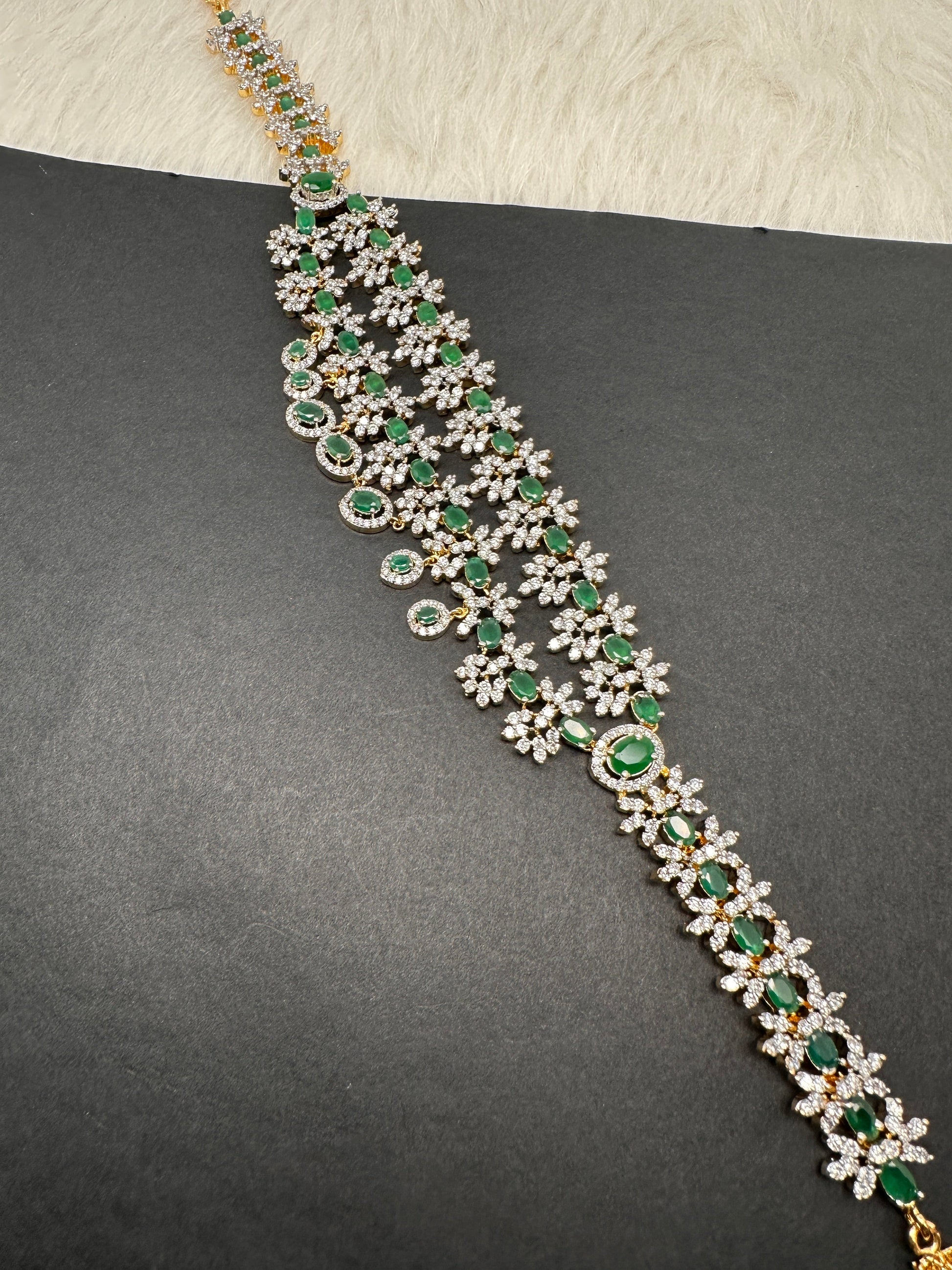 AD Ruby Emerald Hip Chain Vaddanam - Green