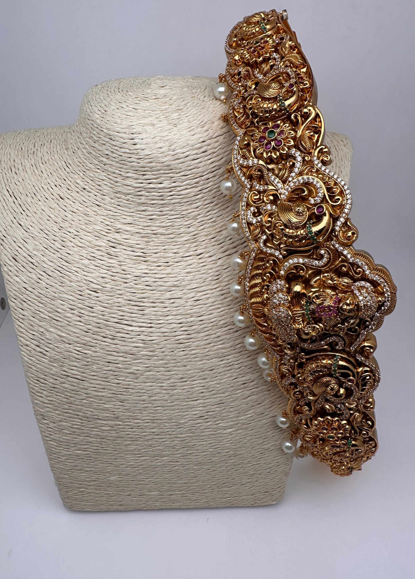 Goddess Lakshmi Nakshi Premium matte Finish Peacock Pattern Hip Belt